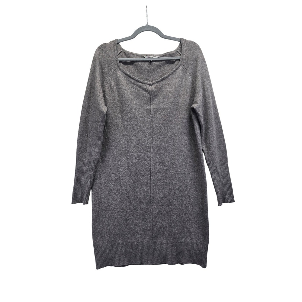 Athleta Gray Cashmere Adi Mudra Knit Sweater Dress Scoop Neck Long Sleeve Medium